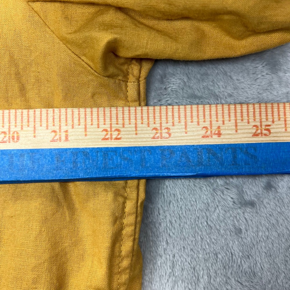 UNIQLO Shirt Jacket Womens L Mustard Yellow Linen Cotton 211-427065 Oversized - Picture 11 of 16